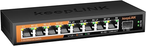 8 Ports 2.5G Switch Smart Web Managed, 8 x 2.5G Base-T & 1 x 10G SFP Slot, Support 802.3ad Static Aggregation, QOS/VLAN/IGMP, Metal Housing Network Ethernet Switch