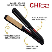 Load image into Gallery viewer, CHI G2 Flat Iron, Hair Straightener For A Smooth Finish, Ceramic Heater For 40 Second Heat Up, Durable Design, 1.25&quot; Iron
