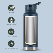 Load image into Gallery viewer, IDEUS Vacuum Insulated Water Bottle, 40 oz Stainless Steel Water Bottles with Straw and Spout Lid, Reusable Metal Water Bottle Leak Proof Gym Water Bottle, BPA-Free(Blue)
