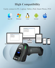 Load image into Gallery viewer, OBZ Bluetooth Barcode Scanner with Versatile Charging Stand, 2D 1D QR Code Scanner, Automatic 2.4G Wireless Barcode Scanner Connect PC, POS, Tablet, Smart Phone, Work with Mac OS Windows iOS Android
