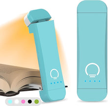 Load image into Gallery viewer, Book Reading Light,Silent Touch Book Lamp for Reading in Bed,Rechargeable Clip on Booklight with 3 Amber Colors &amp; 7 LEDs Precise Dimming for Eye Caring Night Reading,Book Lovers,Kids,Blue
