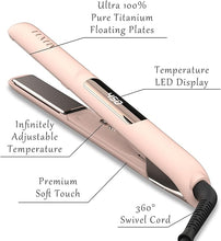 Load image into Gallery viewer, FUNTIN S10 Hair Straightener, Flat Iron - 100% Pure Titanium Flat Iron for straightening Curls Ion Inside 1 Inch (Baby Pink)
