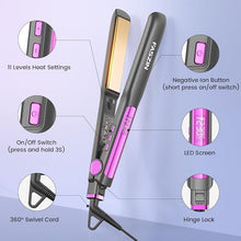 Load image into Gallery viewer, Professional Hair Straightener, 1.18 inch Ionic Titanium Plate, 20S Fast Heat Up Flat Iron with Clear LED Display, 2 in 1 Straightener and Curler Styling Tool for Straighten Hair (Gray)
