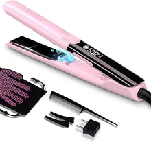 Load image into Gallery viewer, DORISILK 500 Degree High Temp Professional Hair Straightener?30s Fast Heating Ceramic Flat Iron ?2 in 1 Hair Straightener and Curler?Plasma Flat Iron Hair Straightener Get Frizz-Free and Shiny(Pink)
