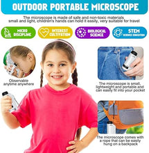 Load image into Gallery viewer, Portable Microscope for Kids Zoom 60x-180x,Handheld Mini Microscope STEM &amp; Science Toys,LED Pocket Microscope,Little Scientist Microscope with 12pcs Slides,Gifts for 6,7,8,9,10+ Girls Boys?Blue&amp;White?
