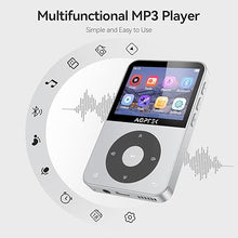 Load image into Gallery viewer, AGPTEK 64GB MP3 Player with Bluetooth, 2.3&#39;&#39; Horizontal Screen Classic Multifunctional Music Player with Speaker, FM Radio, Model: A52, Silver
