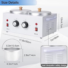 Load image into Gallery viewer, Double Wax Warmer Double Wax Pot Professional for Hair Removal, Electric Wax Heater Machine Dual Wax Pot Warmer Professional With Adjustable Temperature for Facial,Skin,Body,Spa, and Salon
