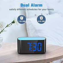 Load image into Gallery viewer, HOUSBAY Digital Alarm Clock for Bedrooms - Large Display Easy to Read Across The Room, 7 Larger Color Night Light, Dual Alarm, Dimmer, True Battery Backup, Adjustable Volume?Blue?
