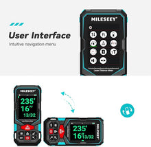 Load image into Gallery viewer, Laser Measurement Tool, MiLESEEY 330Ft Multifunctional Laser Measure with 2.4&quot; Color Backlit Display, Rechargeable Laser Distance Meter with Angle Sensor, m/cm/mm/in/ft+in Measurement Unit
