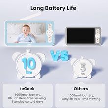 Load image into Gallery viewer, ieGeek 5&#39;&#39; Baby Monitor, WiFi Smartphone 1080P Baby Camera Via Screen and App Control, Night Vision Video Baby Monitor with Sound&amp; Motion Detection, 2-Way Talk, 360° PTZ, LCD Monitor Control
