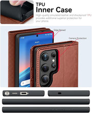 Load image into Gallery viewer, OCASE Compatible with Galaxy S25 Ultra Wallet Case, PU Leather Flip Folio Case with Card Holders RFID Blocking Kickstand [Shockproof TPU Inner Shell] Protective Phone Cover 6.9 Inch 2025, Dark Brown
