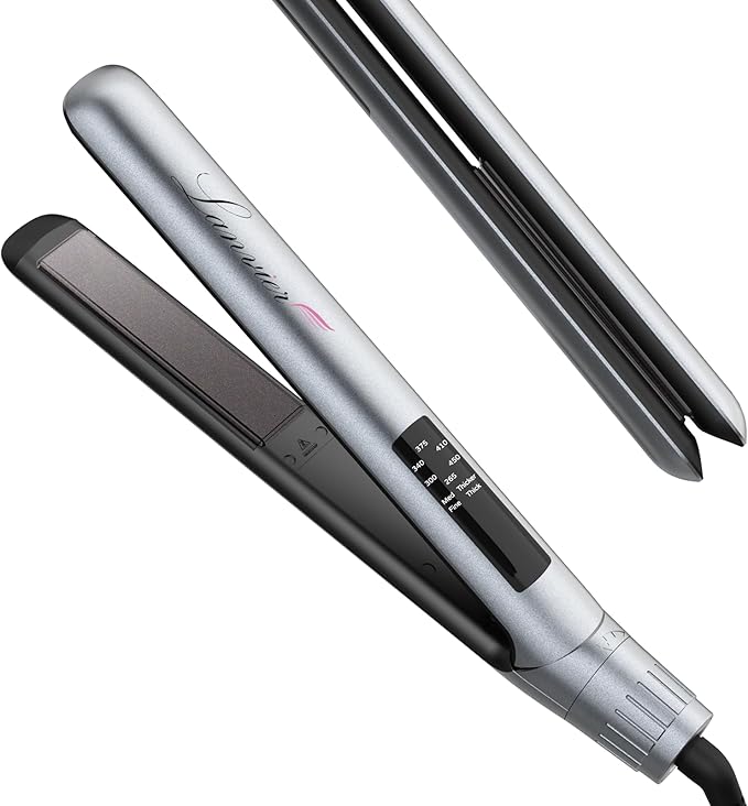 LANVIER Hair Straightener Flat Iron, 2 in 1 Hair Straightener and Curler, Nano Silver Tourmaline Titanium Ceramic Flat Iron, 15s Fast Heating, Rotating Temp Dial, Smart LED, Dual Voltage Hair Styler