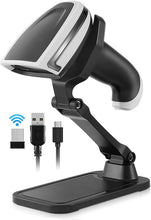 Load image into Gallery viewer, 2D Barcode Scanner Wireless, JRHC Bluetooth Qr Code Scanner Handheld Bar Code Scanners with Stand 3 in 1 Bluetooth &amp; 2.4G Wireless &amp; USB Wired Connection 1D&amp;PDF417 Data Matrix Automatic Barcode Reader
