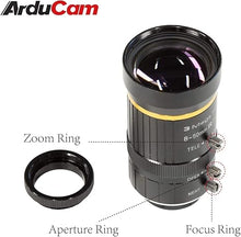 Load image into Gallery viewer, Arducam 8-50mm C-Mount Zoom Lens for IMX477 Raspberry Pi HQ Camera, with C-CS Adapter, Industrial Telescope Lens
