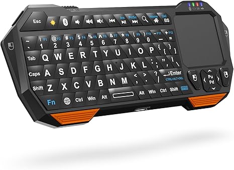 Fosmon Mini Bluetooth Keyboard (QWERTY Keypad), Wireless Portable with Touchpad, Compatible with Apple TV, Amazon Fire Stick, PS4, PS4 Pro, PS5, HTPC/IPTV, VR Glasses, Smartphones