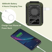 Load image into Gallery viewer, Portable Waist Fan,6000mAh Rechargeable ?aist Fan,3 Speeds Strong Cooling Under Shirt Fan,USB Charging Personal Fan 20H Working,Belt Neck Handheld Fan for Hiking Camping,Green
