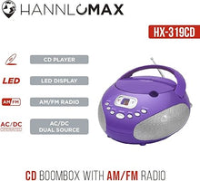 Load image into Gallery viewer, HANNLOMAX HX-319CD Portable CD Boombox, AM/FM Radio, LED Display, Aux-in Jack, AC/DC Dual Power Source. (Purple)
