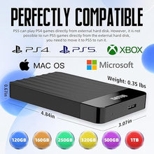 Load image into Gallery viewer, Portable External Hard Drive 500GB Storage Expansion Mobile HDD USB 3.0 for PC, Mac, Desktop, Laptop, PS4, PS5, Playstation, Xbox One X/S, Xbox 360, Xbox Series X/S, Office &amp; Game (Black, 500GB)

