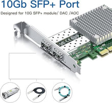 Load image into Gallery viewer, 10Gb SFP+ PCI-E Network Card NIC, with Broadcom BCM57810S Chip, Dual SFP+ Port Card, PCI Express X8, Ethernet LAN Adapter Support Windows/Windows Server/Linux/VMware Esxi
