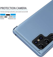 Load image into Gallery viewer, CCSamll Mirror Case for Samsung Galaxy S23 Ultra (NOT S23) Support Wireless Charging, Smart Clear View Cover Ultra Thin with Kickstand Flip Phone Case for Samsung Galaxy S23 Ultra 5G QH Black
