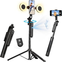 Load image into Gallery viewer, yAyusi Extendable Auto Face Tracking Tripod 360° Rotation with Light, No App, 70.9" Motion Sensor Phone Tripod Stand, Face Body Phone Camera Mount Gesture Control for Vlog/Live Stream/Video Recording
