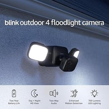 Load image into Gallery viewer, Blink Outdoor 4 Floodlight Camera (newest model), Wire-free smart security camera, 700 lumens, two-year battery life, HD live view, enhanced motion detection, Works with Alexa- 1 camera system
