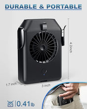 Load image into Gallery viewer, Portable Fan 10000mAh Rechargeable, Mini Waist Fan With Max 24H Working Time, 3 Speeds 5100RPM Strong Airflow Wearable Personal Clip Fan Belt Fan for Outdoor, Jobsite, Farms, Traveling, Fishing
