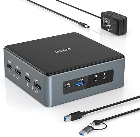 USB 3.0 Docking Station, JESWO 16-in-1 USB Docking Station Dual Monitor with 30W Power Adapter (Dual Video HDMI and Dual DisplayPort, Gigabit Ethernet, Audio, and More USB Ports)