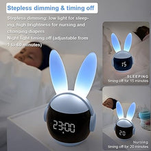 Load image into Gallery viewer, Kids Alarm Clock for Kids, Bunny Alarm Clocks for Girls Boys, Blue Kid Alarm Clock with Ringtones &amp; Night Light Rechargeable Snoozing
