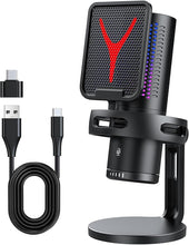 Load image into Gallery viewer, VeGue USB Gaming Microphone for PC, Noise Cancellation Condenser Mic with RGB Lights, Mute, Gain for Streaming, Recording, Podcast, Chat, Twitch, YouTube, Discord, Computer, PS5, PS4,GM7
