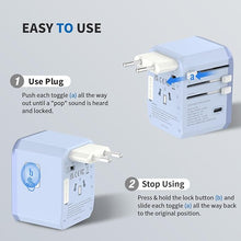 Load image into Gallery viewer, EPICKA Universal Travel Adapter, International Power Plug Adapter with 3 USB-C and 2 USB-A Ports, All-in-One Worldwide Wall Charger for USA EU UK AUS (TA-105C, Blue)
