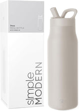 Load image into Gallery viewer, Simple Modern Water Bottle with Straw lid | Insulated Stainless Steel Thermos | Reusable Travel Water Bottles for Gym &amp; Sports | Leak Proof &amp; BPA Free | Mesa Collection | 34oz, Almond Birch
