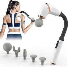 Load image into Gallery viewer, Massage Gun with Upgraded Extended Handle, U-Shaped Back Massager for Pain Relief Deep Tissue with 6 Massage Heads, Massage Gun Deep Tissue with LED Screen, 3 Modes &amp; 6 Speed Levels
