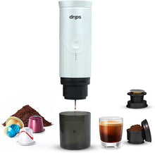 Load image into Gallery viewer, drips Portable Electric Espresso Machine with 3-4 Minute Self-Heating, 20 Bar Mini Coffee Maker Compatible with NS Capsule &amp; Ground Coffee for Camping, Travel, Hiking, Office (Pearl White)
