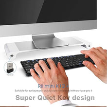 Load image into Gallery viewer, Rii K12+ Mini Wireless Keyboard with Large Touchpad Mouse&amp;Qwerty Keypad, Stainless Steel Portable Wireless Keyboard with USB Receiver for MacBook/iPad/Tablet/PC/Laptop/Smart TV/Raspberry Pi - Black
