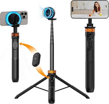 Load image into Gallery viewer, K&amp;F Concept 63'' Magnetic Phone Selfie Stick Tripod, Lightweight Cellphone Holder and Camera Stand with Wireless Remote, Compatible with iPhone 15/14/13/12 Series and All Phones
