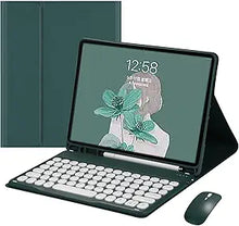 Load image into Gallery viewer, HENGHUI Keyboard Mouse for Galaxy Tab A7 10.4 inch (SM-T500/T505/T507) 2020 Tablet Keyboard Case Cute Round Key Color Keyboard Wireless Detachable BT Keyboard Cover (DarkGreen)
