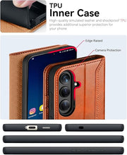 Load image into Gallery viewer, OCASE Compatible with Galaxy S25 Plus Wallet Case, PU Leather Flip Folio Case with Card Holders RFID Blocking Kickstand [Shockproof TPU Inner Shell] Protective Phone Cover 6.7 Inch 2025, Retro Brown
