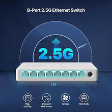 Load image into Gallery viewer, Tenda SE108 8 Port 2.5G Unmanaged Ethernet Switch, 8 X 2.5G Base-T Ports, 40Gbps Switching Capacity, Compatible with 100/1000/2500Mbps, for Home Entertainment or SOHO Network

