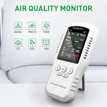 Load image into Gallery viewer, 8-in-1 Indoor Air Quality Monitor, Formaldehyde Detector, Temperature &amp; Humidity Meter, Sensor, Tester Detect PM2.5, CO, CO2, HCHO,TVOC,AQI Micron Dust, Home Air Test Kits
