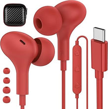 Load image into Gallery viewer, APETOO USB C Headphones for iPhone 16 15 Pro Max iPad,Magnetic Wired Earbuds Noise Isolation in-Ear Type C Earphones with Microphone Volume Control for Galaxy S24 S23 S22 S21,Pixel 8 7a,OnePlus9, Red
