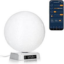 Load image into Gallery viewer, Sunrise Alarm Clock Moon Lamp APP Control Light Therapy Happy Mood Light UV-Free Wake up Light Alarm Clock Built-in White Noise nightstand Lamp for Livingroom Bedroom Office Reading Working
