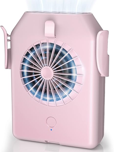 Portable Fan 10000mAh Rechargeable, Mini Waist Fan With Max 24H Working Time, 3 Speeds 5100RPM Strong Airflow Wearable Personal Small Clip Fan for Outdoor, Jobsite, Traveling, Fishing(Pink)