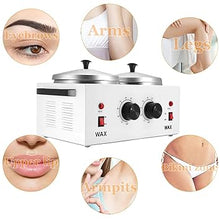 Load image into Gallery viewer, Wax Warmer Double Pot, Professional Electric Heater for Facial, Body, Spa, and Salon, 1.2L Dual Adjustable Temperature with 100 Wooden Craft Sticks, Hair Removal
