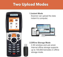 Load image into Gallery viewer, Wireless Barcode Scanner - Handheld Inventory Scanner Data Collector with 2.4GHz RF Transceiver for Warehouse &amp; Bookstore Management New N4 Interface Orange
