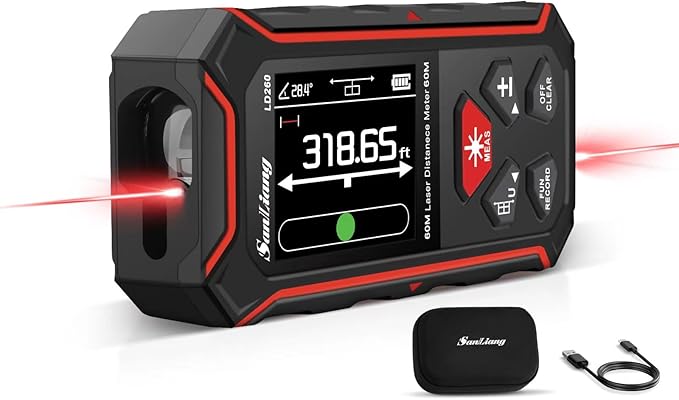 Dual Laser Measuring Tool 393ft/120M Rechargeable Laser Measure Distance Meter with M/in/Ft, Electronic Level Bubble, Rotatable Screen and Multiple Function Digital Laser Measurement Tool.