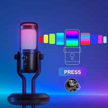 Load image into Gallery viewer, JARO USB 192kHz/24bit Cardioid Condenser Microphone with Mute Noise Cancelation RGB for Gaming Podcast Streaming YouTube Zoom AMSR Singing Studio Recording on PC Laptop Mac PS5 Tablet Phone, J100-CS
