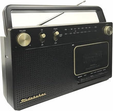 Load image into Gallery viewer, Studebaker Portable Retro Home Audio Stereo AM/FM Radio &amp; Cassette Player/Recorder with Aux Input Jack &amp; Built in Speakers (Gold)
