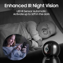 Load image into Gallery viewer, Indoor Security Camera 2K, 360 Degree Cameras for Home Security with Night Vision, Baby/Dog Monitor with Auto Tracking, Human/Pet Detection, Cloud&amp;SD, Pet Camera Support 2.4/5GHz WiFi
