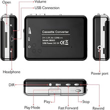 Load image into Gallery viewer, Cassette Player Walkman - Compact Tape Player Portable Recorder with Earphone-Convert Audio Music Cassette to MP3 Digital, Compatible with Laptop/PC/MAC- for Entertainment, Travel, Light Sports(Black)
